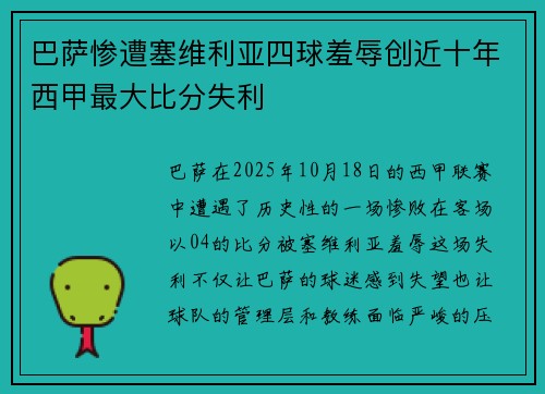 巴萨惨遭塞维利亚四球羞辱创近十年西甲最大比分失利
